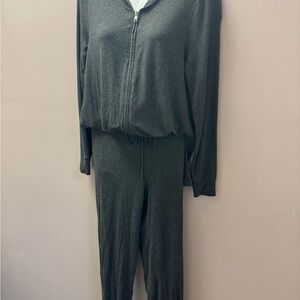 CAbi Charcoal Gray Zip-Front Jumpsuit